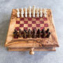 Personalised Handmade Olive Wood Full Chess Board Set, thumbnail 1 of 12