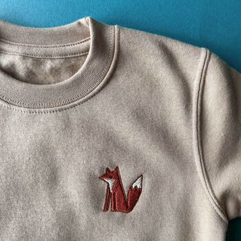 Children's Personalised Embroidered Fox Sweatshirt, 3 of 5