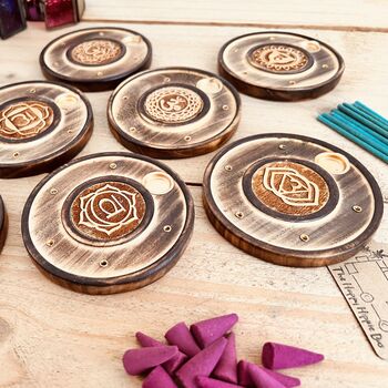 Chakra Wooden Incense Stick And Cone Holder Burner, 3 of 12