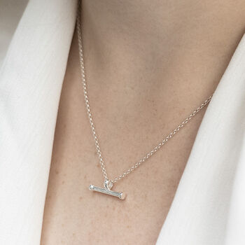Sterling Silver T Bar Necklace, 6 of 9