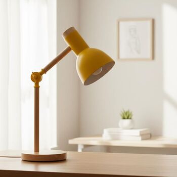 Mint Green Scandinavian Desk Lamp | Adjustable Wood, 5 of 7