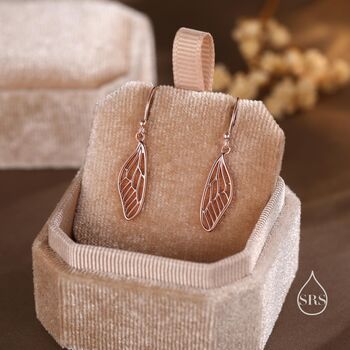 Sterling Silver Dragonfly Wing Drop Earrings, 5 of 11