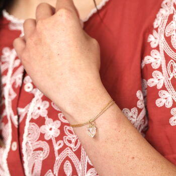 Double Layer Strawberry Charm Bracelet In Gold Plating, 3 of 5