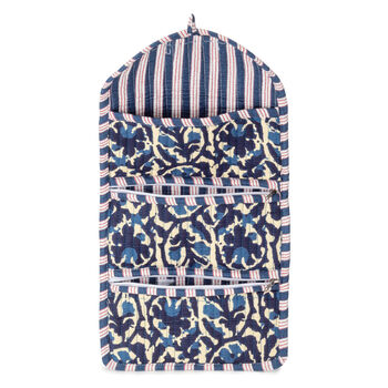 Serendipity Cotton Jewellery Roll Indigo Ikat, 2 of 3