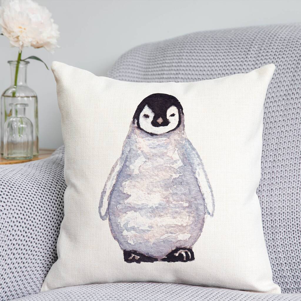 Watercolour Penguin Cushion, 1 of 2