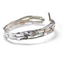 Fluid Green Amethyst And Pearl Silver Bangle, thumbnail 5 of 7