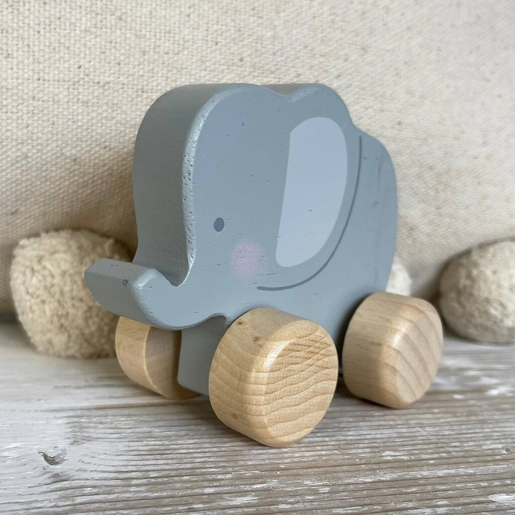 Wooden Push Toy Elephant, 1 of 3