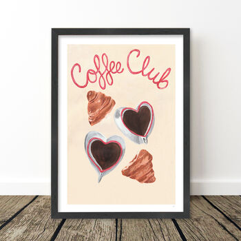 Coffee Club Croissant And Coffee Art Print, 9 of 10