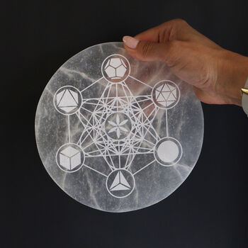 Sacred Geometry Selenite Charging Plate | 18cm, 3 of 3