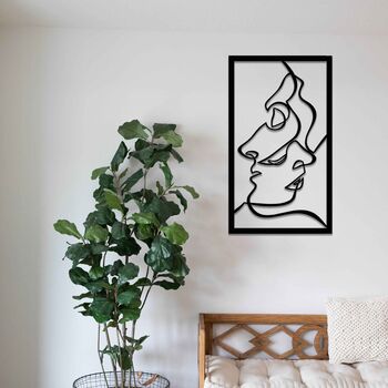 Modern Wooden Faces Line Art: Stylish Room Decor, 3 of 10