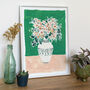 Emerald, Peach And Maple | Floral Vase Print, thumbnail 3 of 5