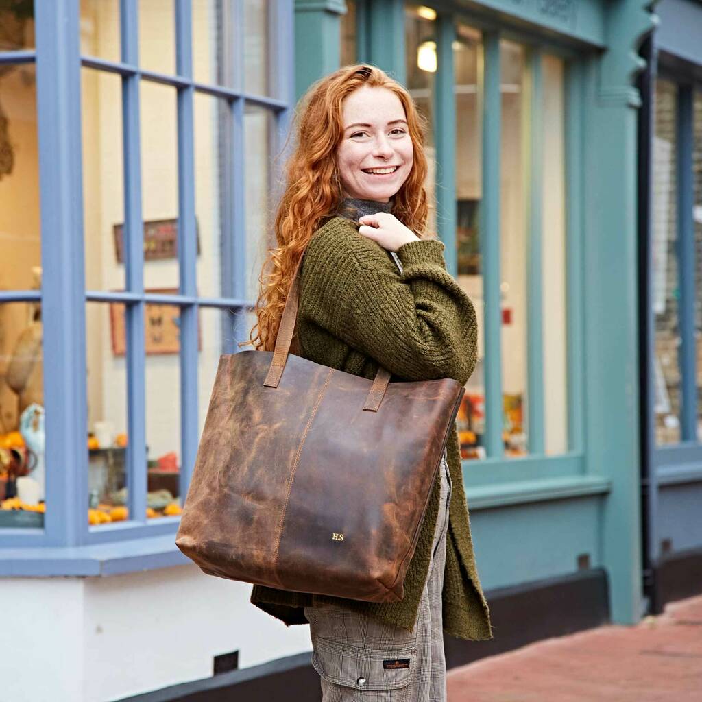 Personalised Buffalo Leather Shopping Bag By Paper High