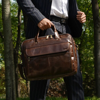 Vintage Look Genuine Leather Briefcase, 2 of 8