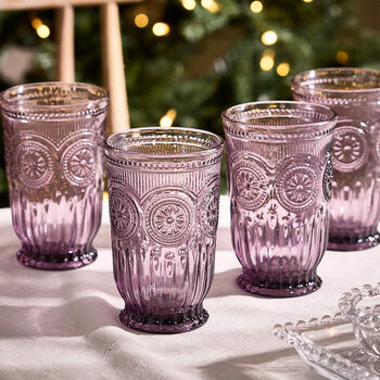 Set Of Four Zamora Purple Highball Tumblers, 3 of 8