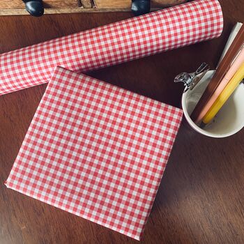 Red Gingham Paper Fibre Wrapping/Patterned Paper Sheet, 6 of 7