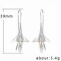 Long White Silver Lily Floral Ear Crawler Hook Earring, thumbnail 4 of 7