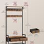 Hall Tree With Bench, Coat Rack And Shoe Storage, thumbnail 6 of 7