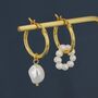 Mismatched Detachable Pearl Dangle Hoop Earrings In Sterling Silver, thumbnail 4 of 11