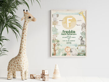 Personalised New Baby Gift Print | Safari, 5 of 7