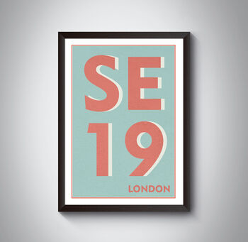 Se19 Crystal Place, London Postcode Typography Print, 8 of 10