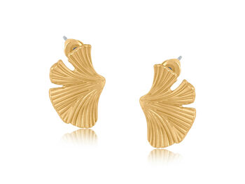 Gold Plated Julia Gingko Leaf Stud Earrings, 2 of 3