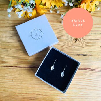 Leaf Drop Earrings In Sterling Silver, 3 of 6