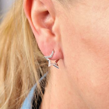 Sterling Silver Sparkly Star Huggie Hoop Earrings, 4 of 9