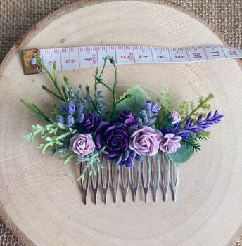 Purple Lilac Flower Hair Comb, 3 of 6