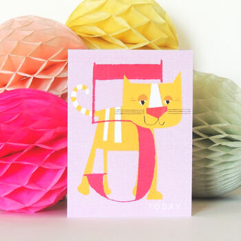 Mini Happy Cat 5th Birthday Card, 3 of 4