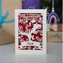 Personalised Papercut Dinosaur Christmas Card, thumbnail 7 of 8