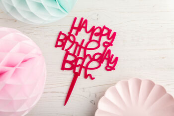 Personalised Birthday Hand Lettered Acrylic Cake Topper, 3 of 5