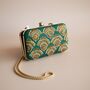 Sabrina, Bottle Green Silk Embroidered Clutch, thumbnail 3 of 7