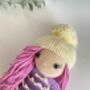 Handmade Pink Hair Crochet Doll With A Hat, thumbnail 11 of 12