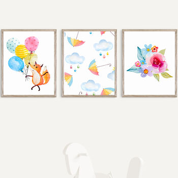 Fox Animal Nursery Prints Set Of Three, 2 of 7