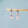 Sterling Silver Mismatched Shell Huggie Hoops, thumbnail 5 of 9