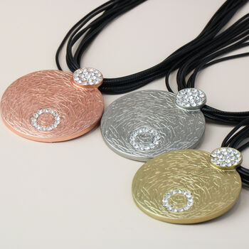 Circle Pendant Cord Necklace, 3 of 6
