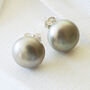 Large Grey Pearl Stud Earrings, thumbnail 1 of 3