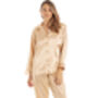 British Made Gold Satin Long Sleeved Pyjama Set, thumbnail 1 of 5