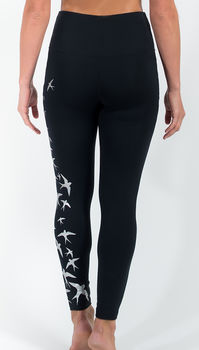 Swallow Flock Leggings Black And Silver, 4 of 4