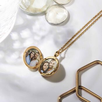 Personalised Round 18 K Gold Plated Locket With Diamond, 3 of 12