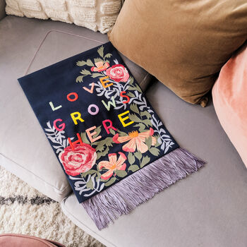 'Love Grows Here' Embroidered Banner, 2 of 5