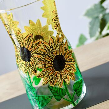 Sunflower Hand Painted Glass Vase, 2 of 8