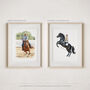 Horse And Rider Portrait Gift, Custom Hand Drawn Print, thumbnail 6 of 9