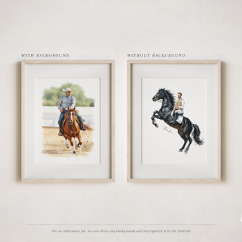 Horse And Rider Portrait Gift, Custom Hand Drawn Print, 6 of 9