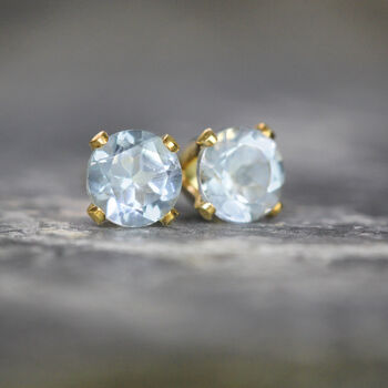 Blue Aquamarine Stud Earrings In Silver Or Gold, 3 of 12
