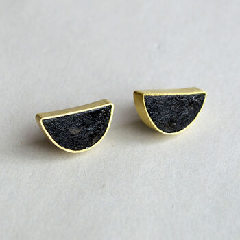 Fair Trade Eco Recycled Paper Half Moon Stud Earrings, 3 of 10