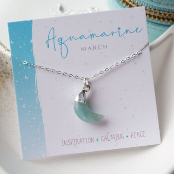 Aquamarine March Birthstone Moon Necklace, 3 of 11