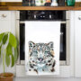 Inky Snow Leopard Tea Towel, thumbnail 1 of 9