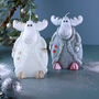 G Decor Frosted Reindeer Companions Hand Finished Winter Wax Candle Figures In White Or Grey, thumbnail 1 of 6