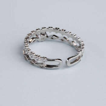 Sterling Silver Ornate Double Band Adjustable Ring, 4 of 7